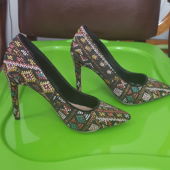 Mix No. 6 multicolor fabric heels - Picture 4 of 11